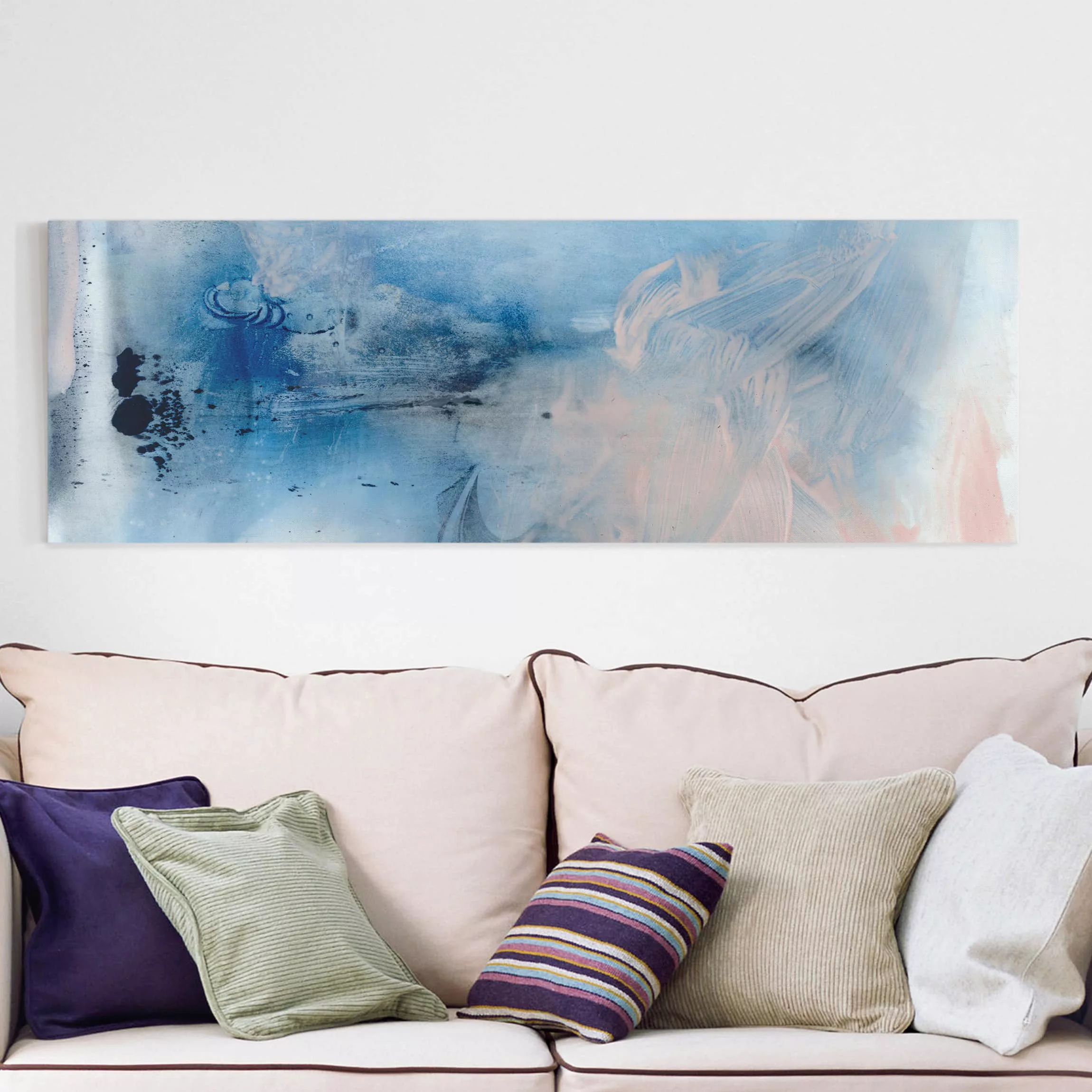 Leinwandbild Abstrakt - Panorama Indigo & Rouge I günstig online kaufen