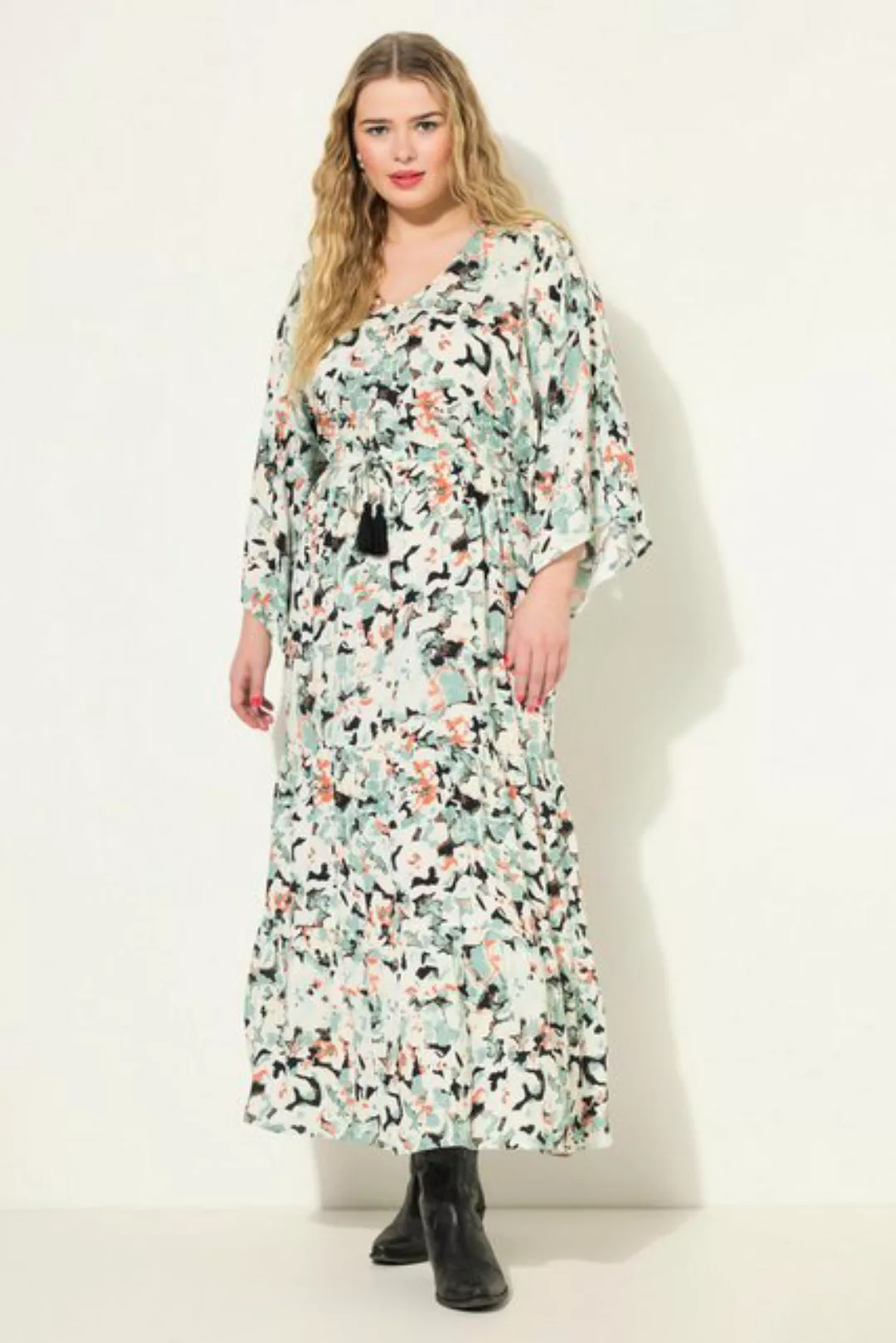 Studio Untold Sommerkleid Maxikleid A-Line Kimono-Style Flower-Print günstig online kaufen