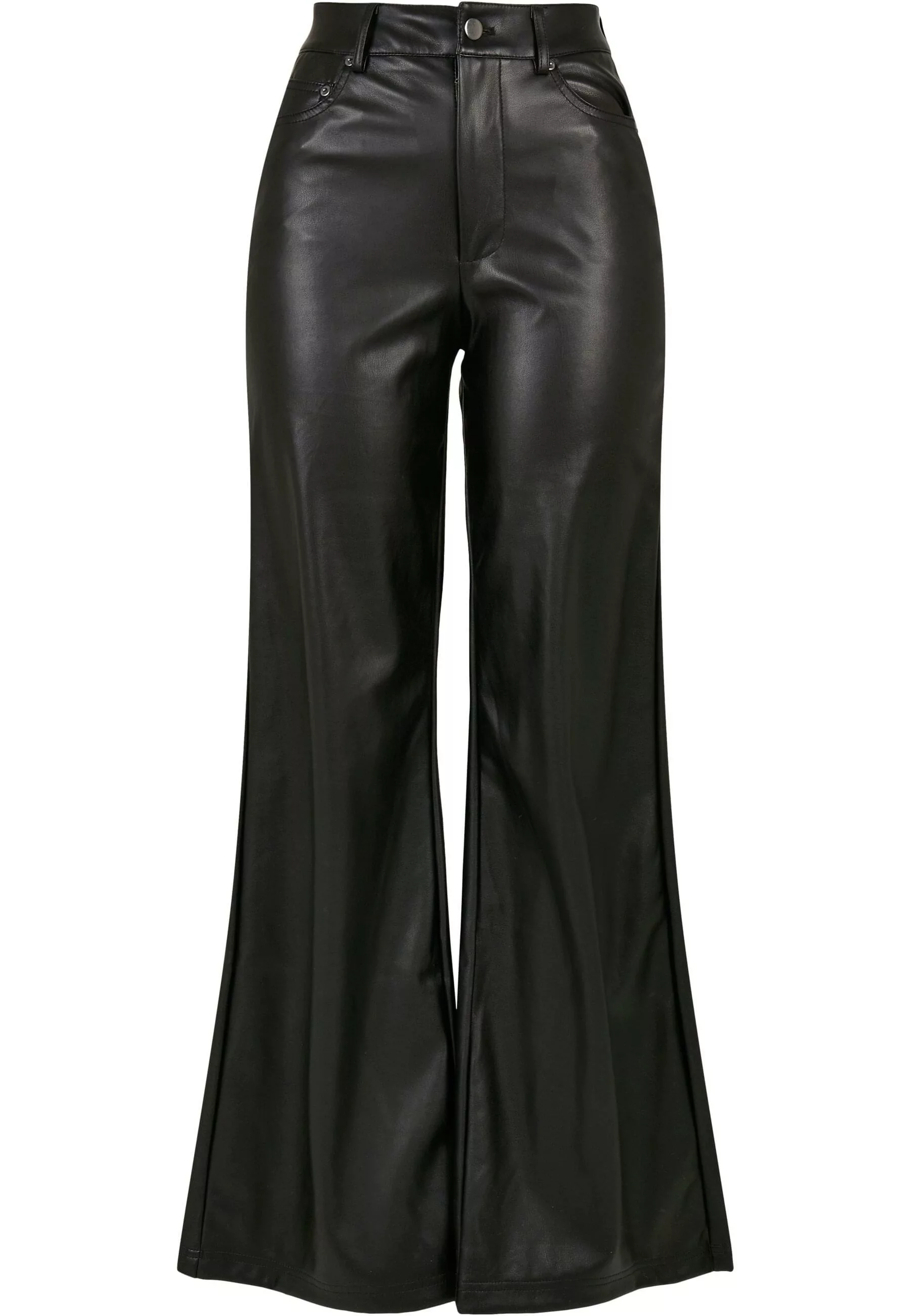 URBAN CLASSICS Stoffhose "Urban Classics Damen Ladies Faux Leather Wide Leg günstig online kaufen