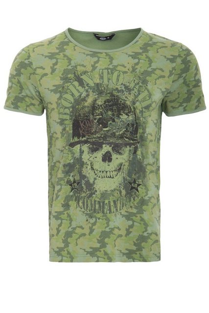 KingKerosin T-Shirt born to kill (1-tlg) mit Tarn-Alloverprint und Skull-Mo günstig online kaufen