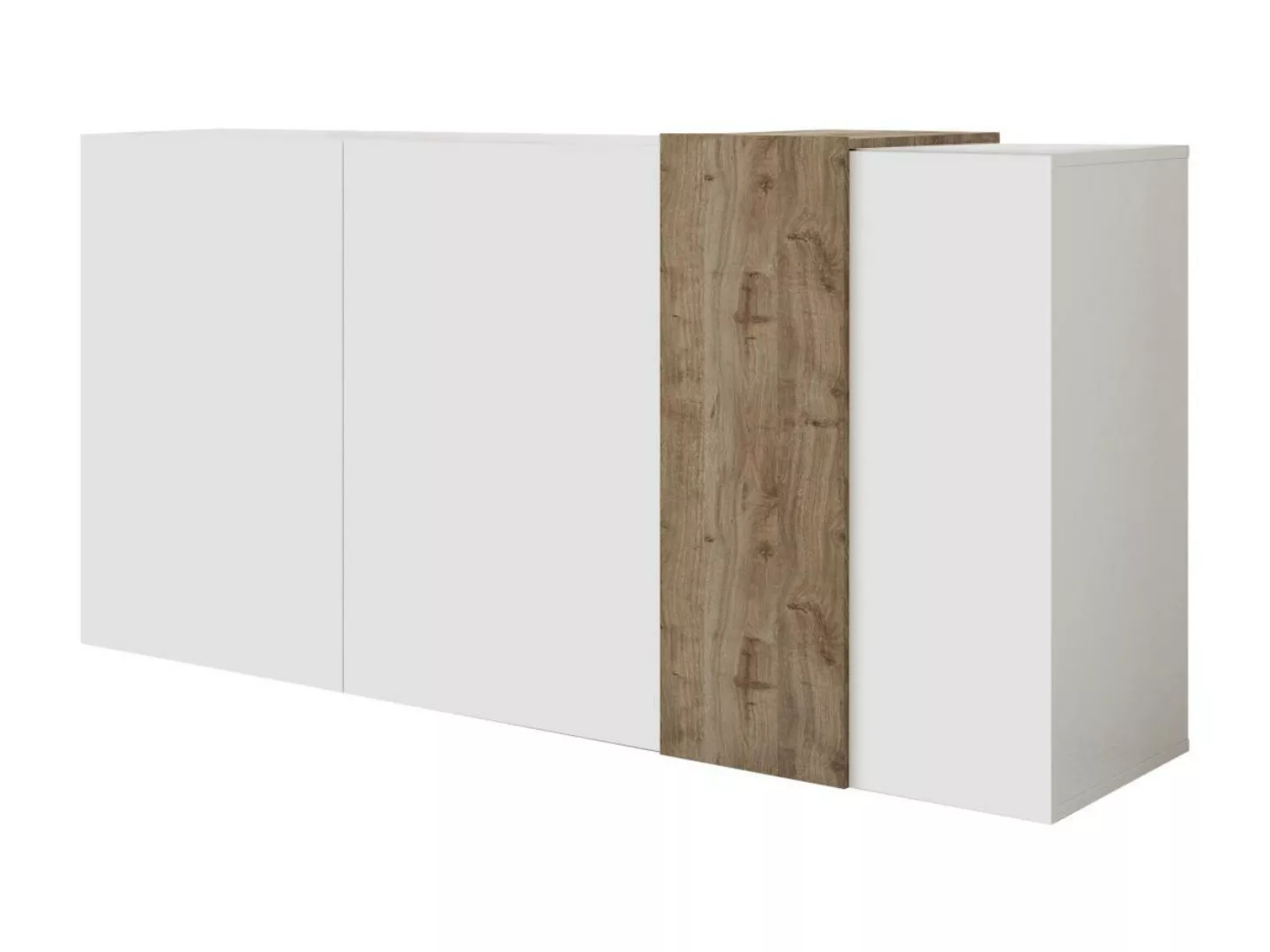Sideboard mit 3 Türen - Weiß & Helle Holzfarben - CAYNO günstig online kaufen