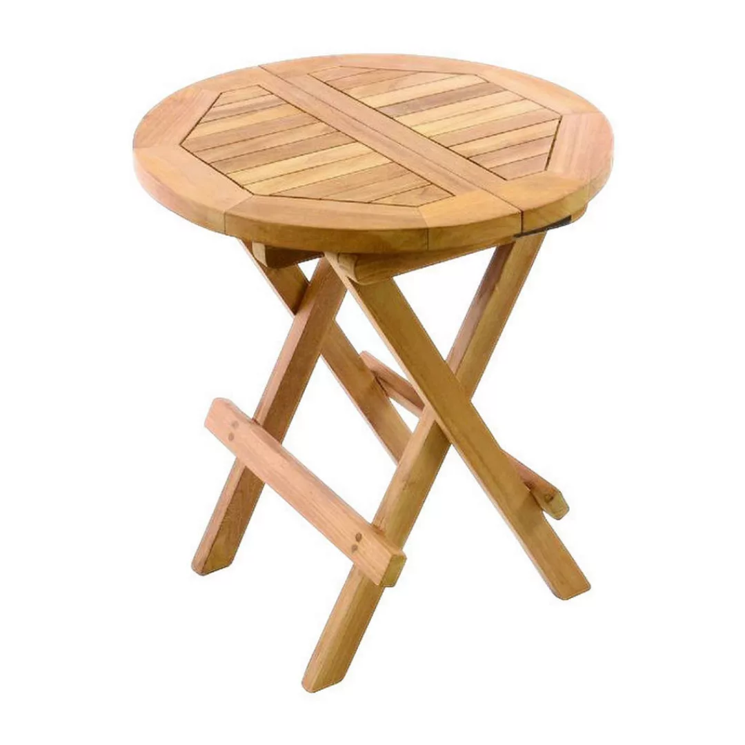 VCM Beistelltisch Blumen Hocker Tisch klappbar Teak Holz H 46cm Ø 40cm brau günstig online kaufen