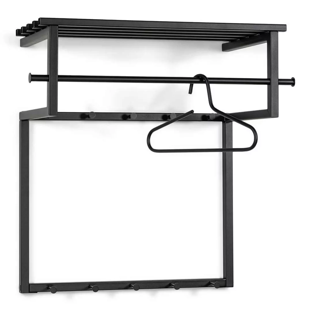 Metall Wandgarderobe in Schwarz pulverbeschichtet 76 cm breit günstig online kaufen