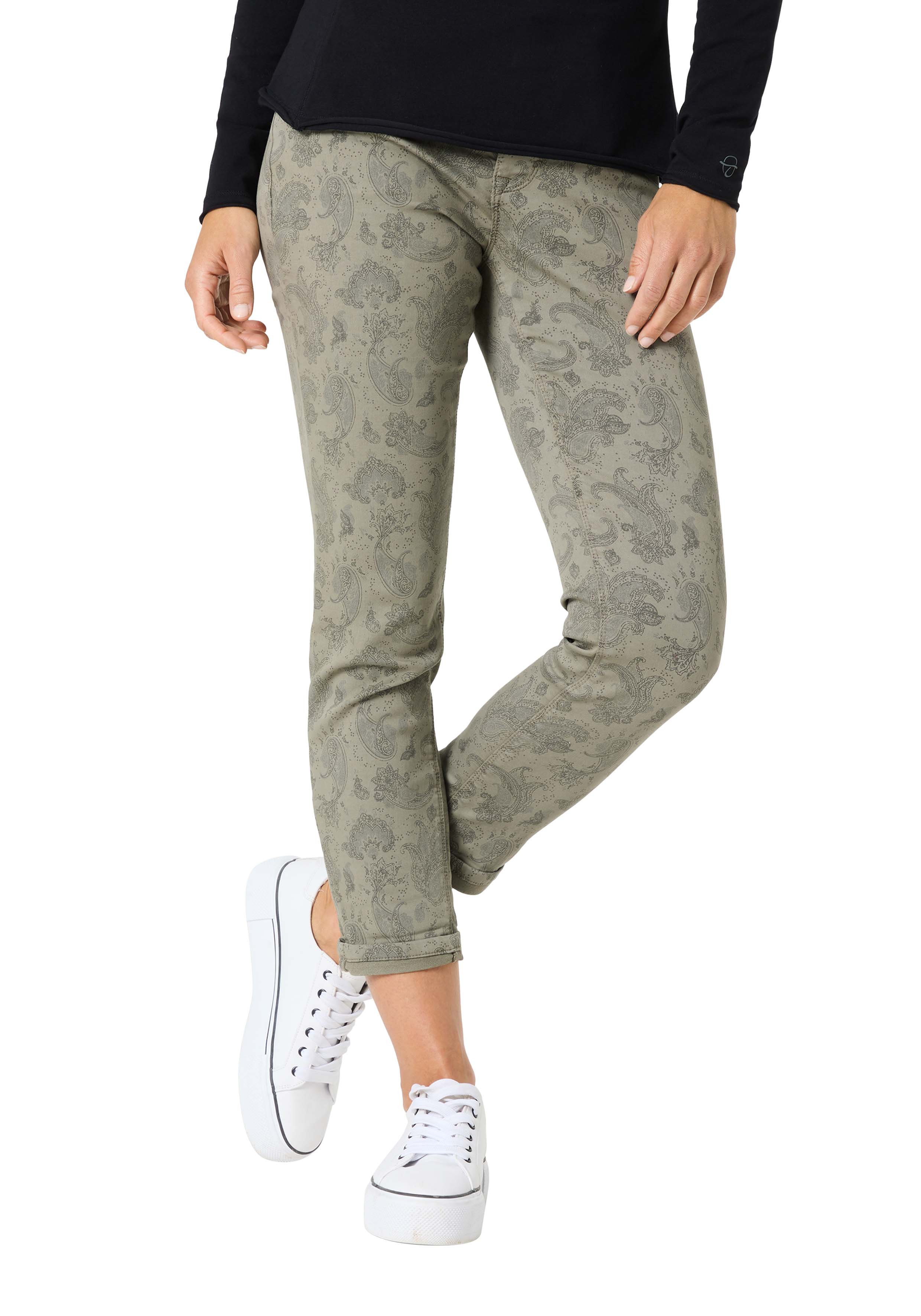 Timezone 7/8 Damenjeans Slim NaliTZ olive paisley günstig online kaufen