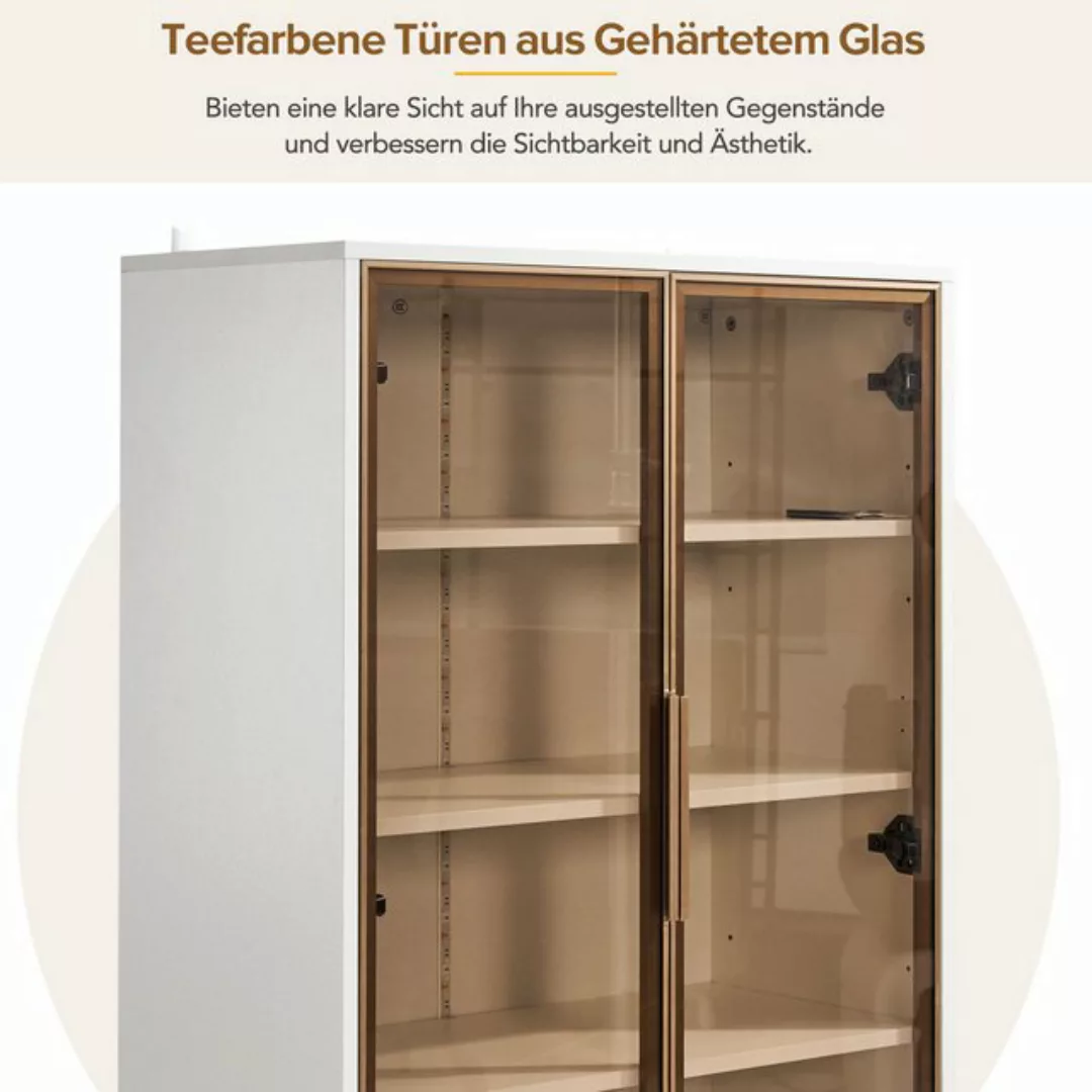 Merax Glasvitrine mit Glastüren und Schubladen inkl. LED Hochschrank mit ve günstig online kaufen