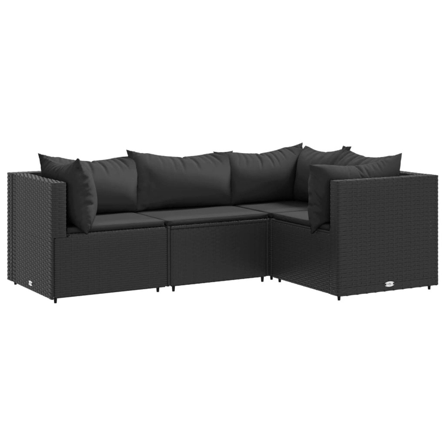 vidaXL 4-tlg Garten-Lounge-Set mit Kissen Schwarz Poly Rattan Modell 25 günstig online kaufen