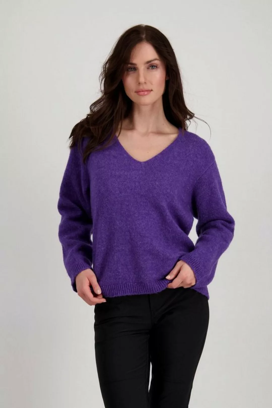 Monari Wollpullover Pullover mit V- Ausschnitt günstig online kaufen