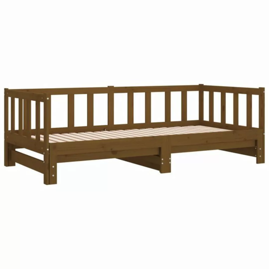 vidaXL Bett, Tagesbett Ausziehbar Honigbraun 2x(90x190) cm Massivholz Kiefe günstig online kaufen