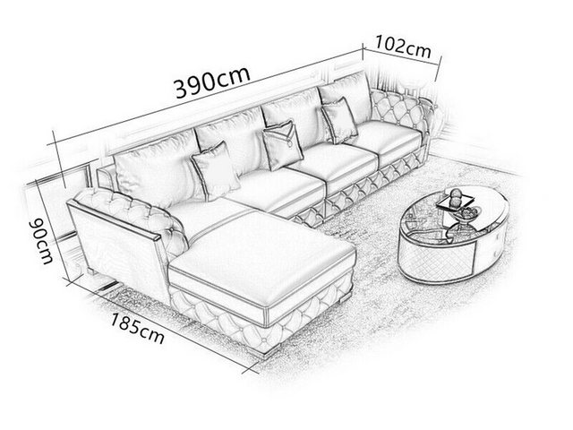 Xlmoebel Ecksofa Moderne Ledersofa Wohnlandschaft in L-Form Design Couch-Ga günstig online kaufen