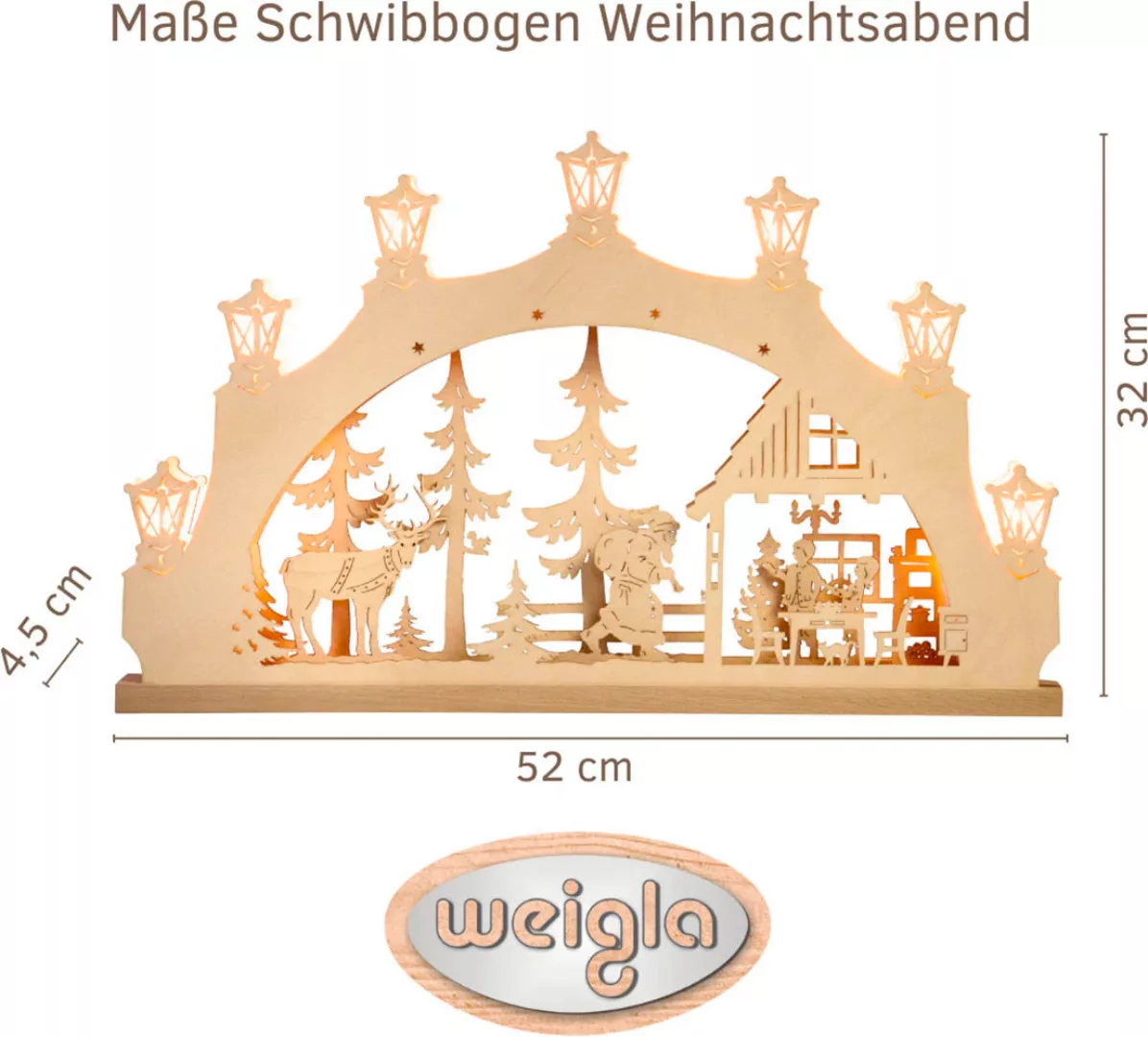 Weigla Schwibbogen "Weihnachtsabend, Lichterbogen aus Holz, NATUR", Erzgebi günstig online kaufen