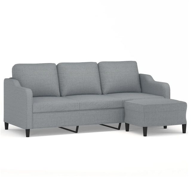 vidaXL Sofa 3-Sitzer-Sofa mit Hocker Hellgrau 180 cm Stoff günstig online kaufen