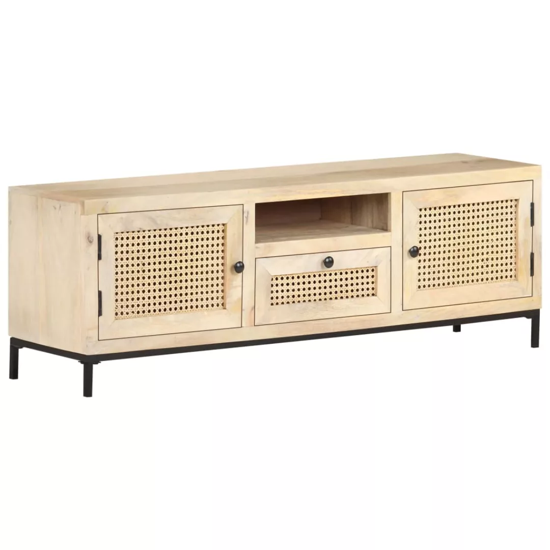 Tv-schrank 120x30x40 Cm Mango Massivholz Und Rohrgeflecht günstig online kaufen