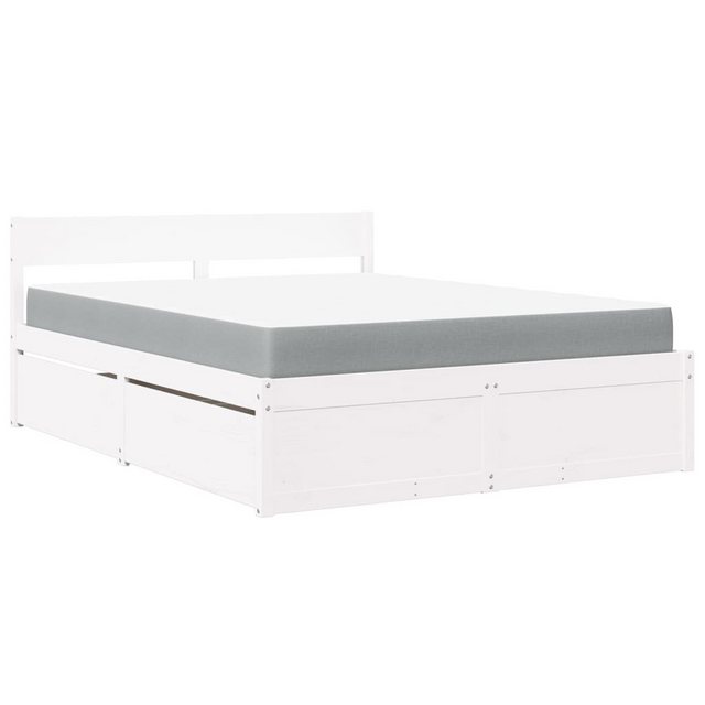 vidaXL Bett Bett mit Schubladen und Matratze Weiß 140x200 cm Massivholz günstig online kaufen