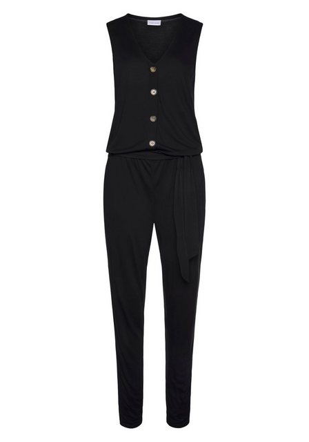 LASCANA Jumpsuit (mit Bindegürtel) und Knopfleiste vorne, bequemer Overall günstig online kaufen