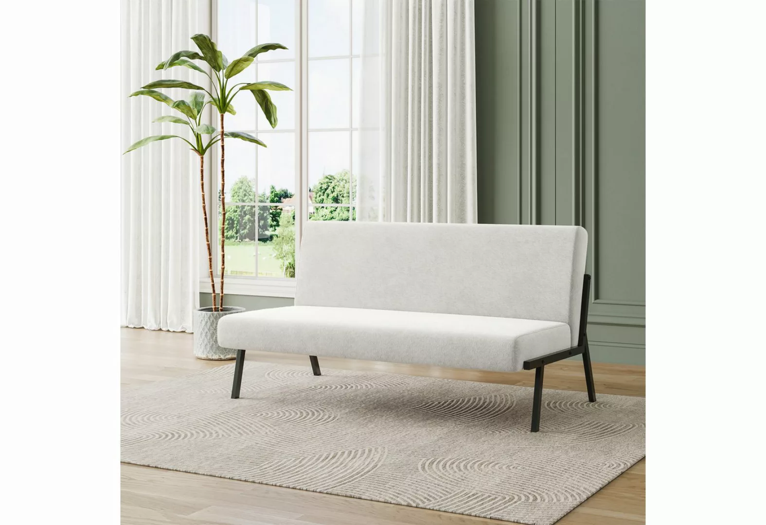 OUNUO Sofa 2 Sitzer Couch mit Metallrahmen Doppelsofa 150kg belastbar, Beig günstig online kaufen