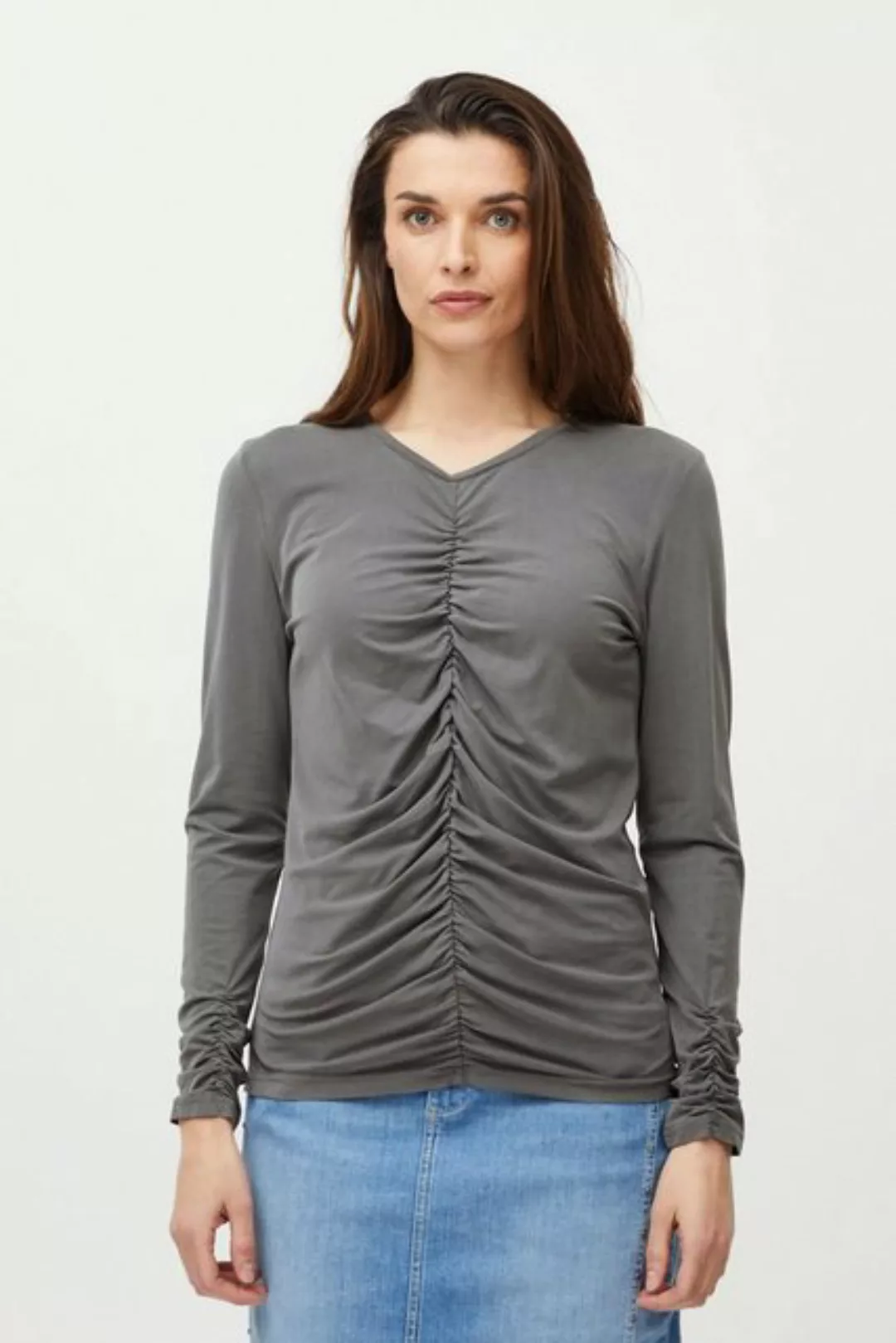 Pulz Jeans Longsleeve PZLIPPA O-neck Tshirt Cooles Shirt mit Faltdetails günstig online kaufen