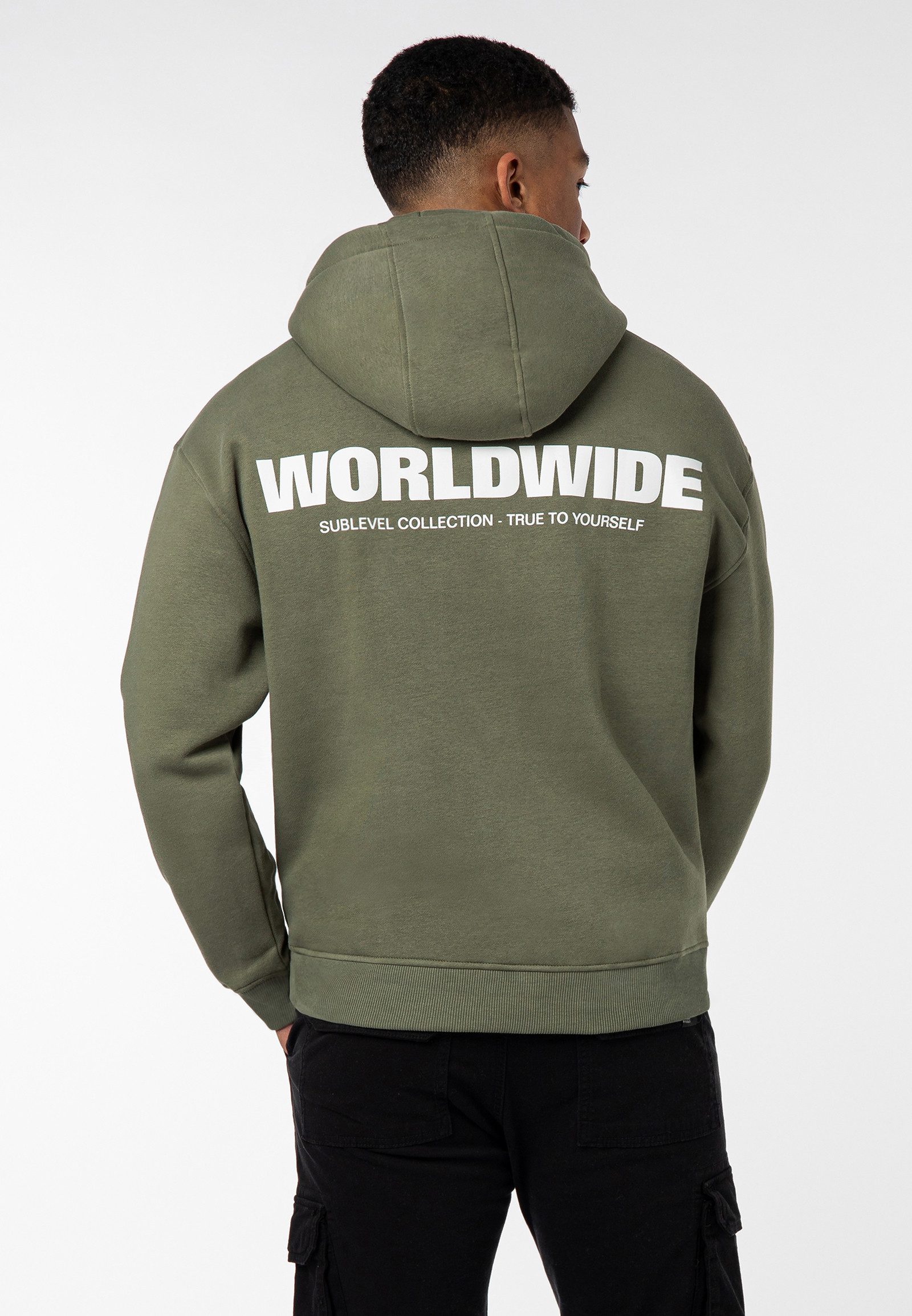 SUBLEVEL Hoodie Herren Kapuzenpullover Worldwide Print günstig online kaufen