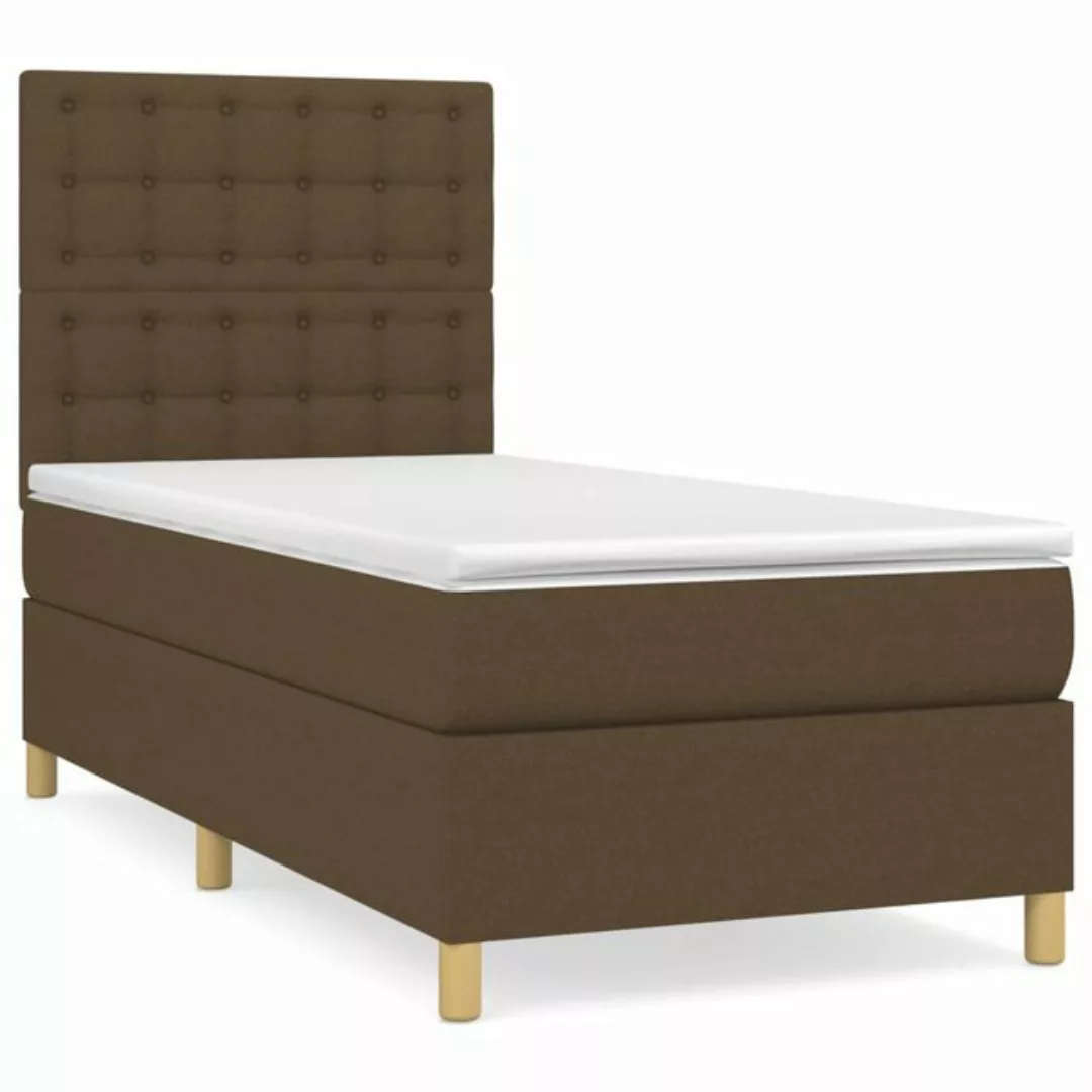 vidaXL Boxspringbett Boxspringbett mit Matratze Dunkelbraun 100x200 cm Stof günstig online kaufen