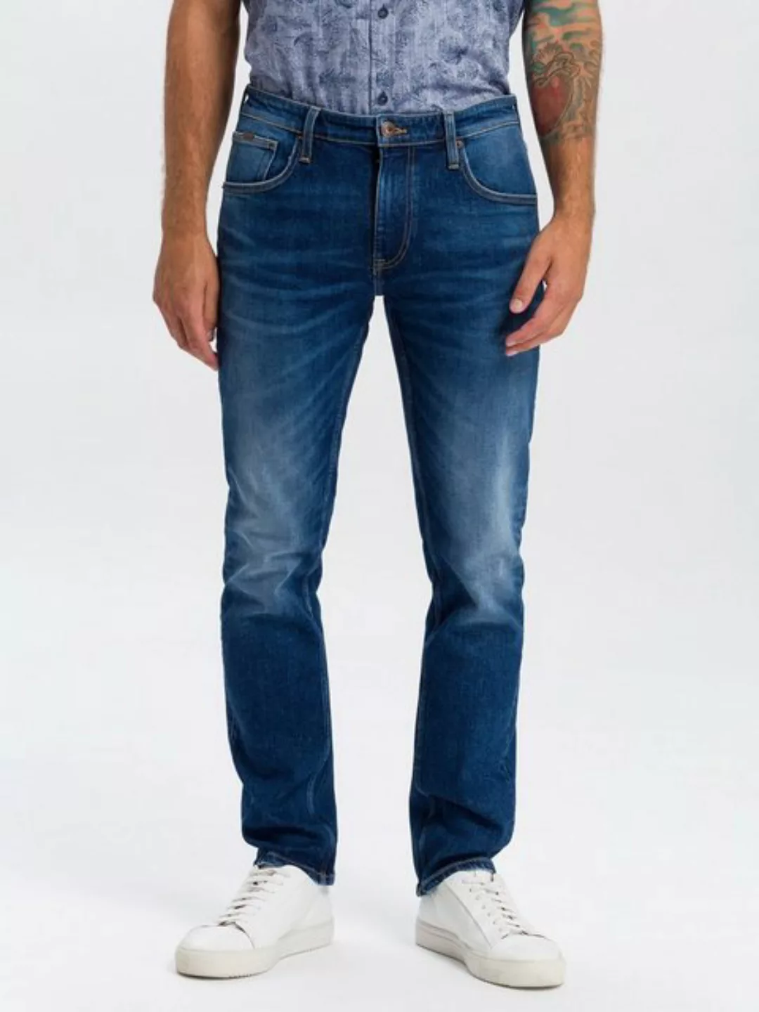 Cross Jeans Herren Jeans Damien - Slim Fit - Blau - Dark Blue günstig online kaufen