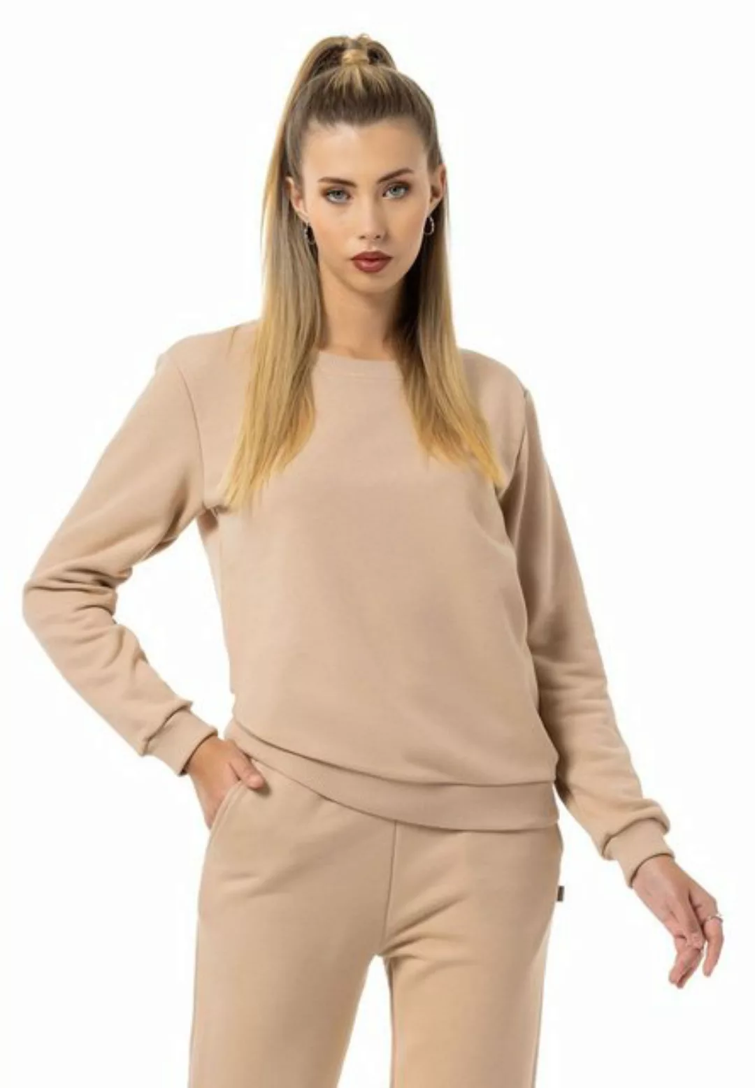 RedBridge Sweatshirt Red Bridge Damen Sweatshirt Rundhals Pullover Beige 3X günstig online kaufen