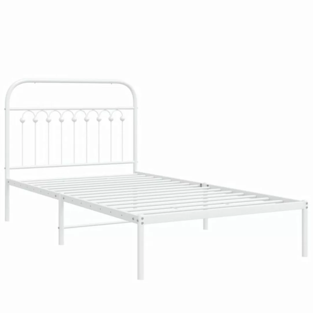 vidaXL Bett Bettgestell mit Kopfteil Metall Weiß 100x200 cm günstig online kaufen