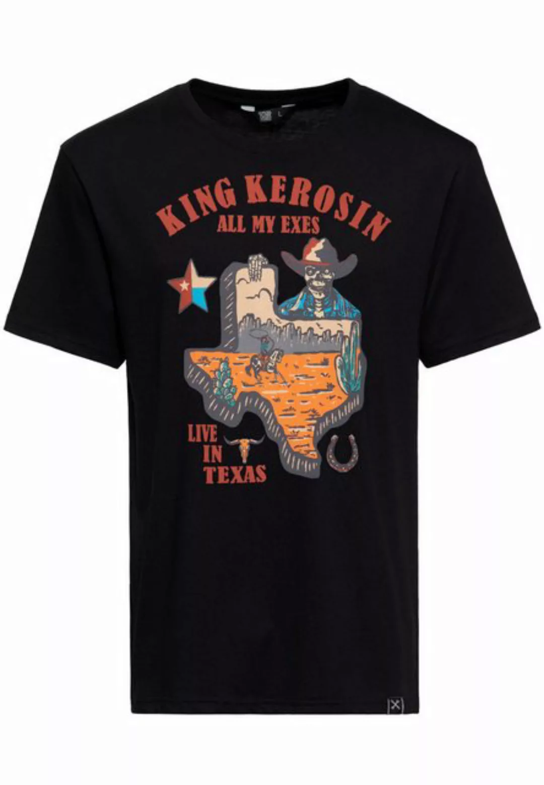 KingKerosin Print-Shirt All My Exes Live In Texas (1-tlg) im vintage Look günstig online kaufen