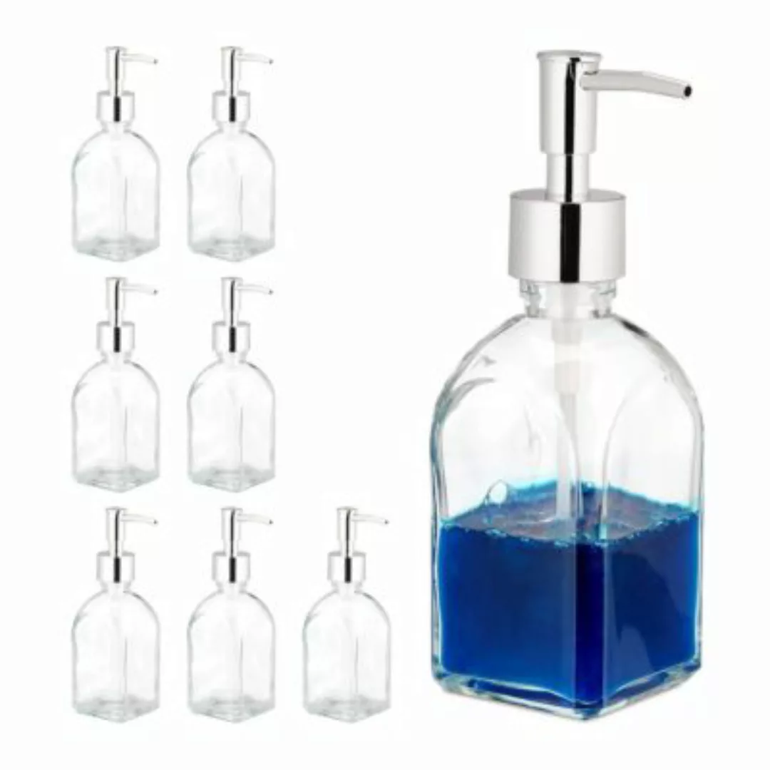 relaxdays 8 x Seifenspender aus Glas transparent günstig online kaufen