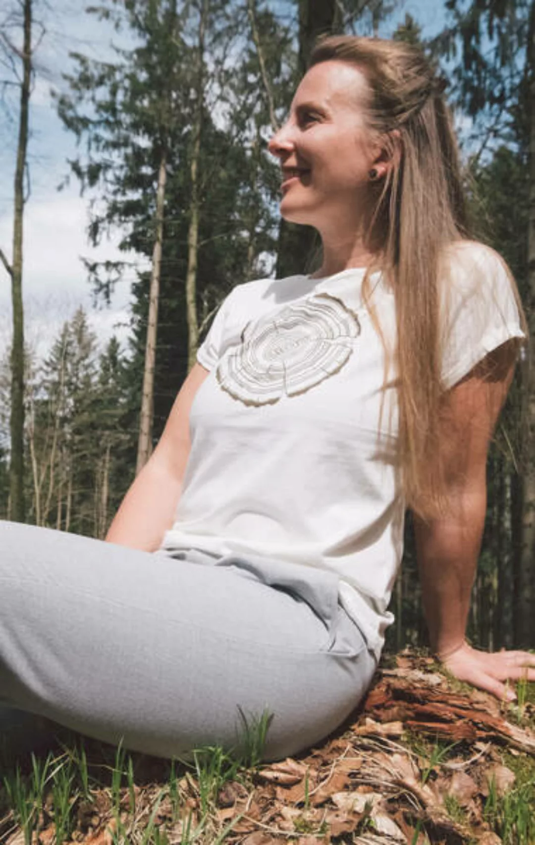 Shirt Aus Biobaumwolle Fairwear Für Damen "Treeslice" In Washed White günstig online kaufen