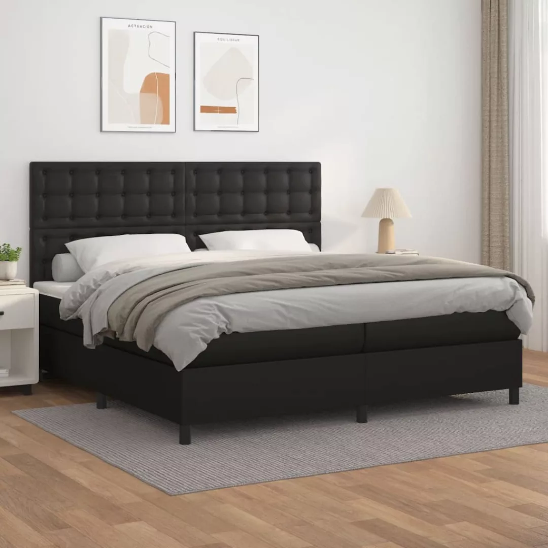 Vidaxl Boxspringbett Mit Matratze Schwarz 200x200 Cm Kunstleder günstig online kaufen