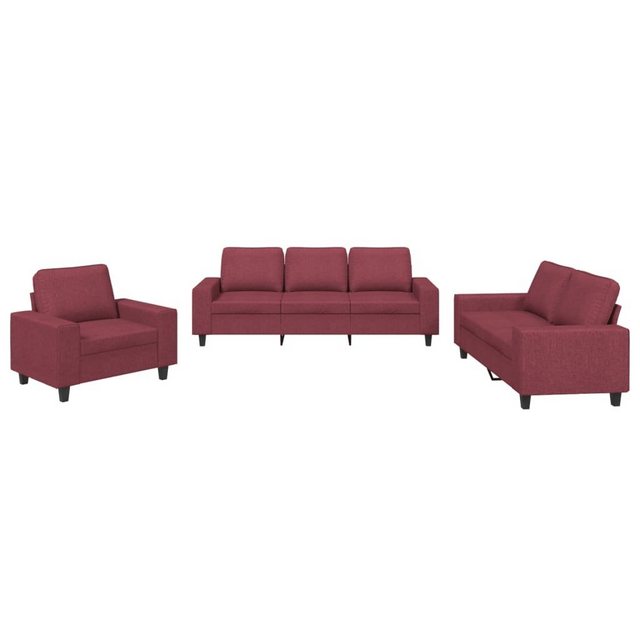 vidaXL Sofa 3-tlg. Sofagarnitur Weinrot Stoff günstig online kaufen