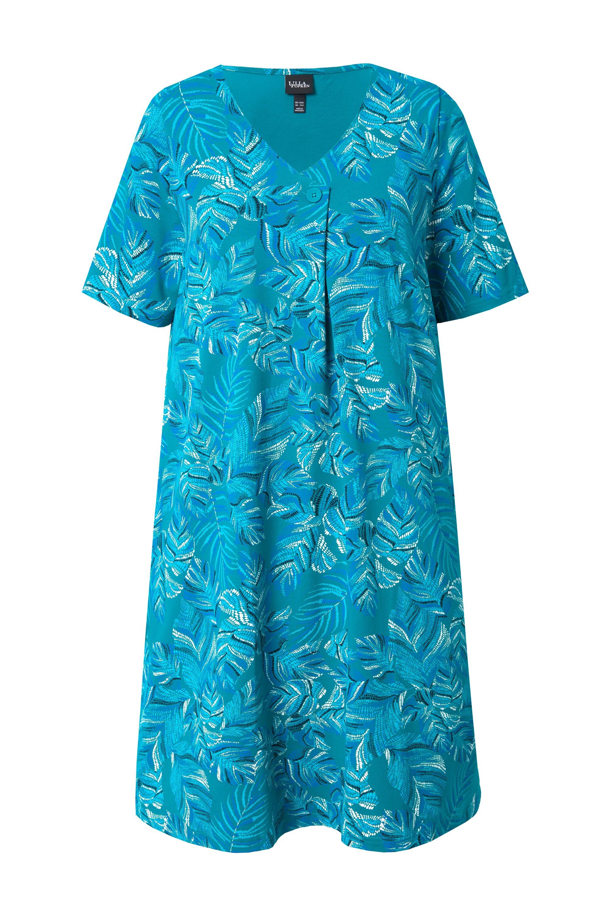 Ulla Popken Jerseykleid Jerseykleid Blätter A-Linie günstig online kaufen