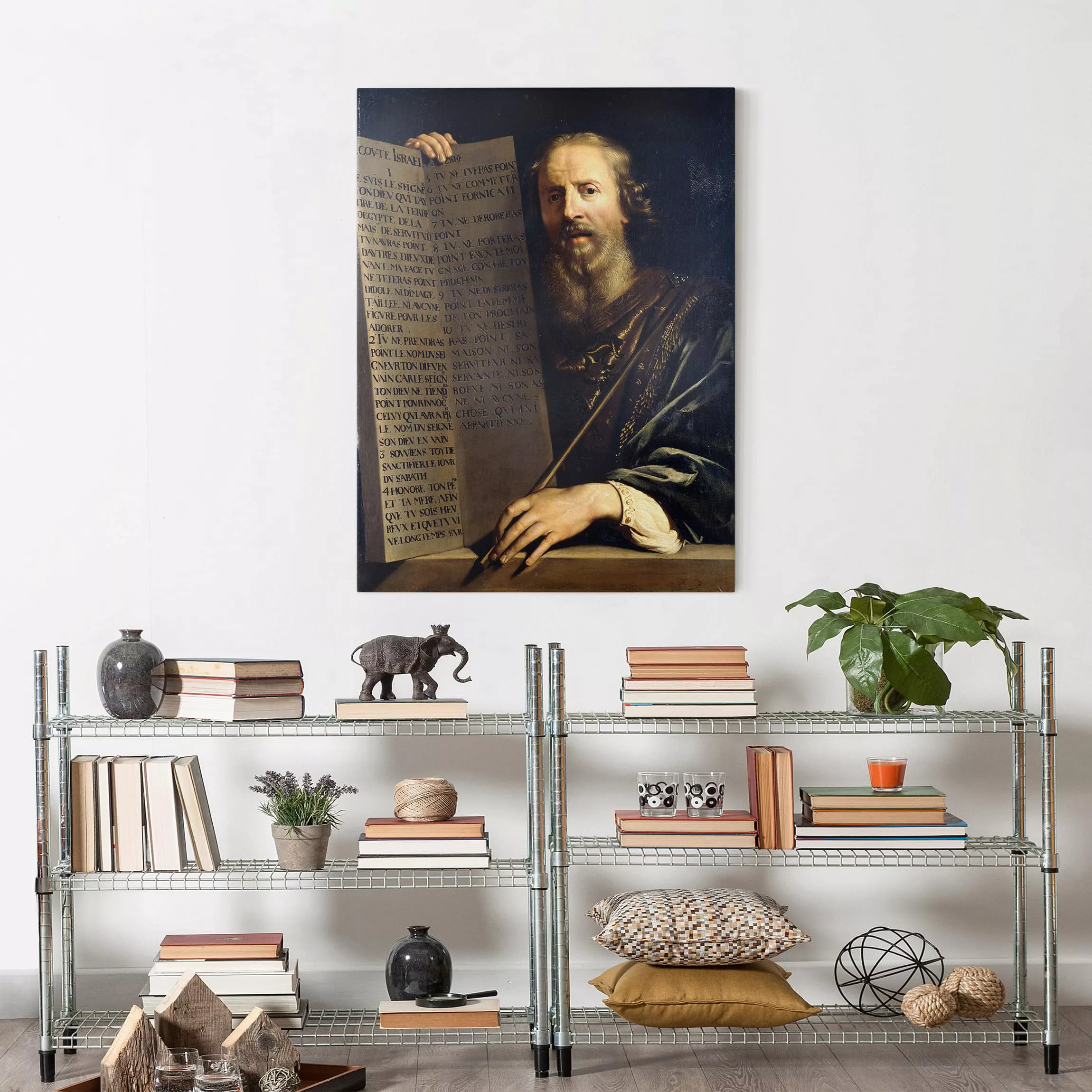 Leinwandbild Kunstdruck - Hochformat Philippe de Champaigne - Mose hält Taf günstig online kaufen