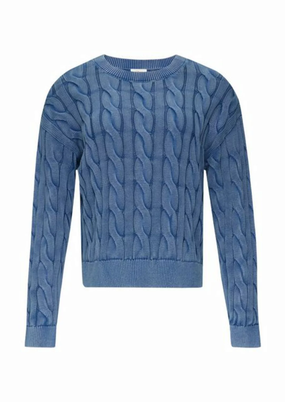 s.Oliver Strickpullover Pullover mit Zopfstrickmuster und Garment Dye Wasch günstig online kaufen