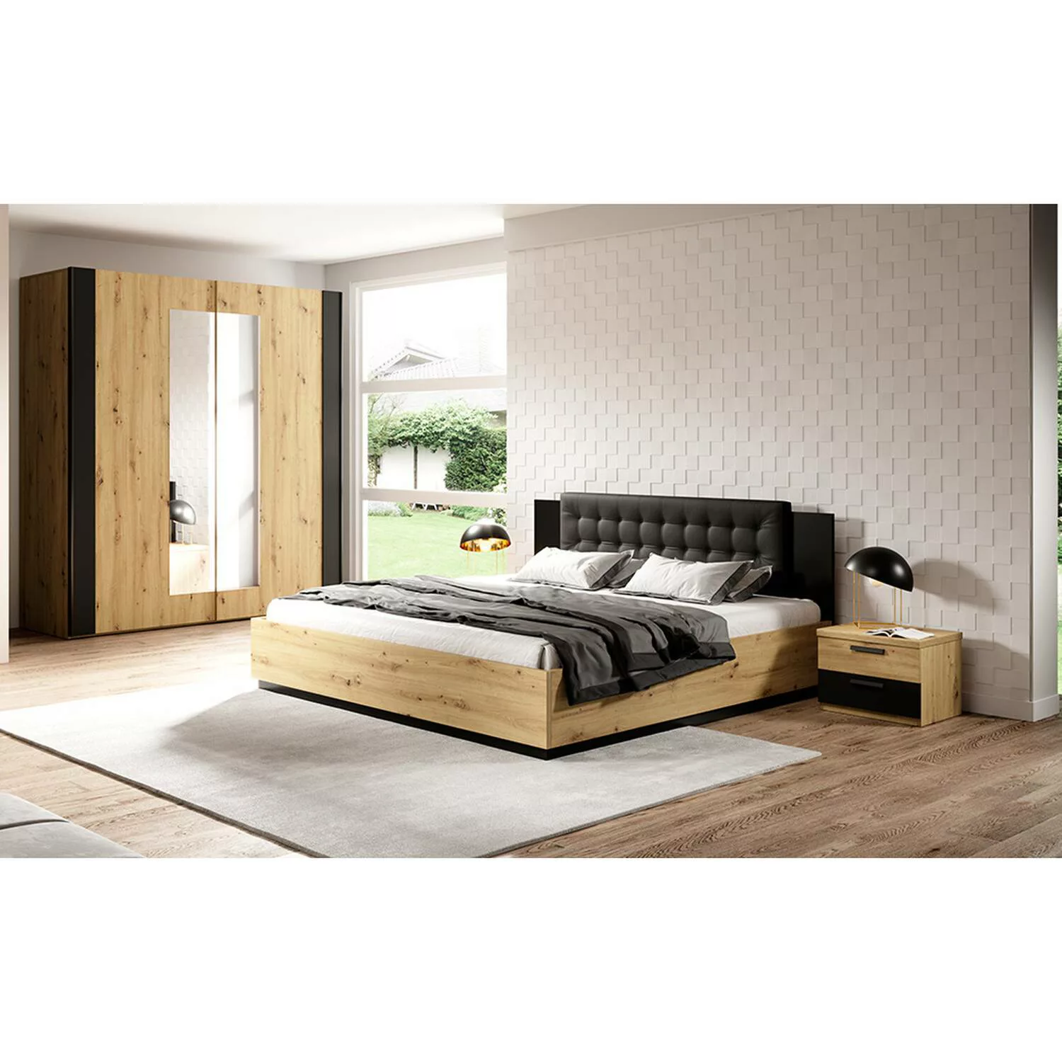 Bett mit Lattenrost, Liegefläche 160 x 200 cm und Kleiderschrank SOLMS-83 i günstig online kaufen