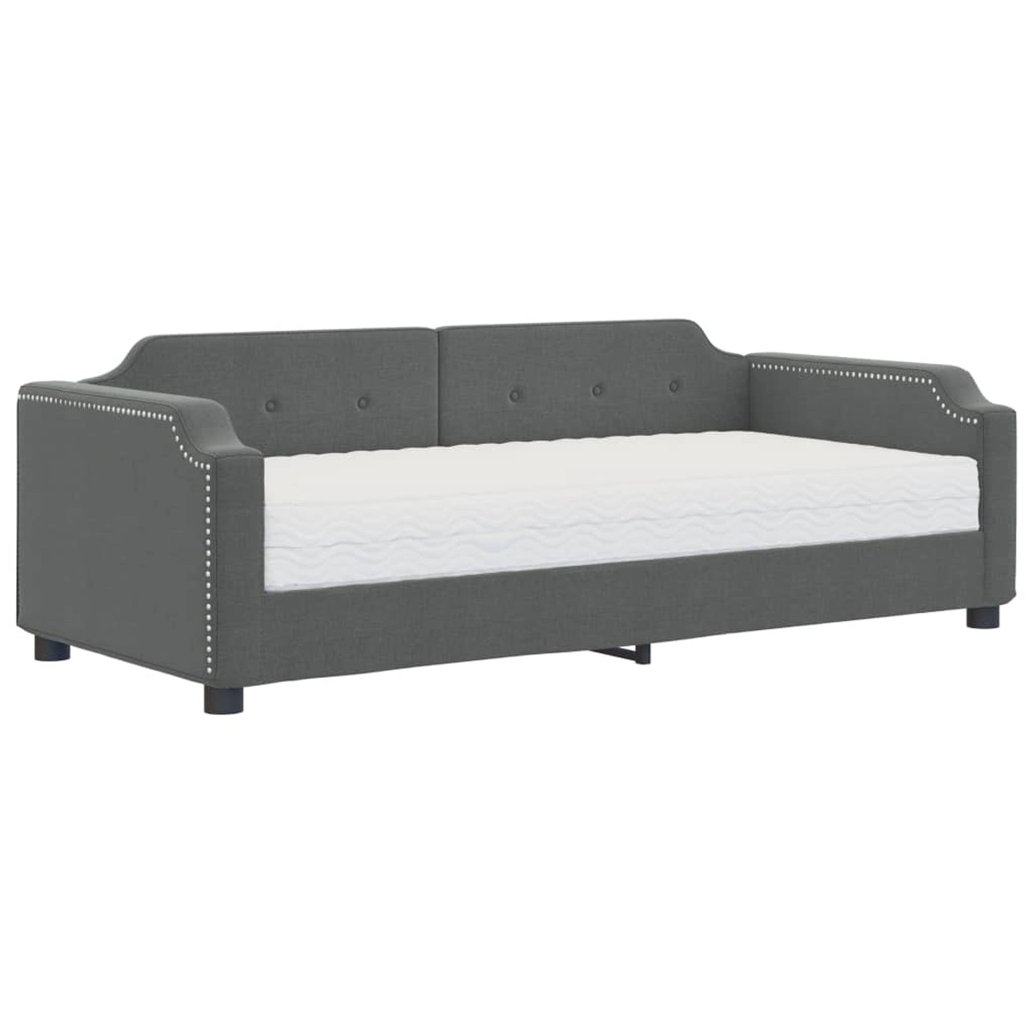 vidaXL Gästebett Tagesbett mit Matratze Dunkelgrau 90x200 cm Stoff Gästebet günstig online kaufen