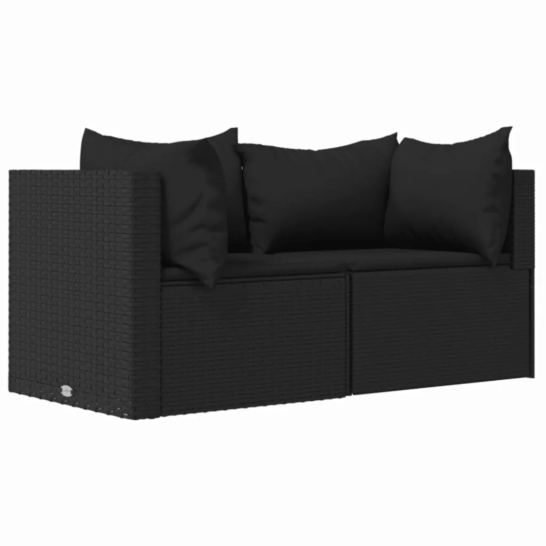 Vidaxl Garten-ecksofas Mit Kissen 2 Stk. Schwarz Poly Rattan günstig online kaufen