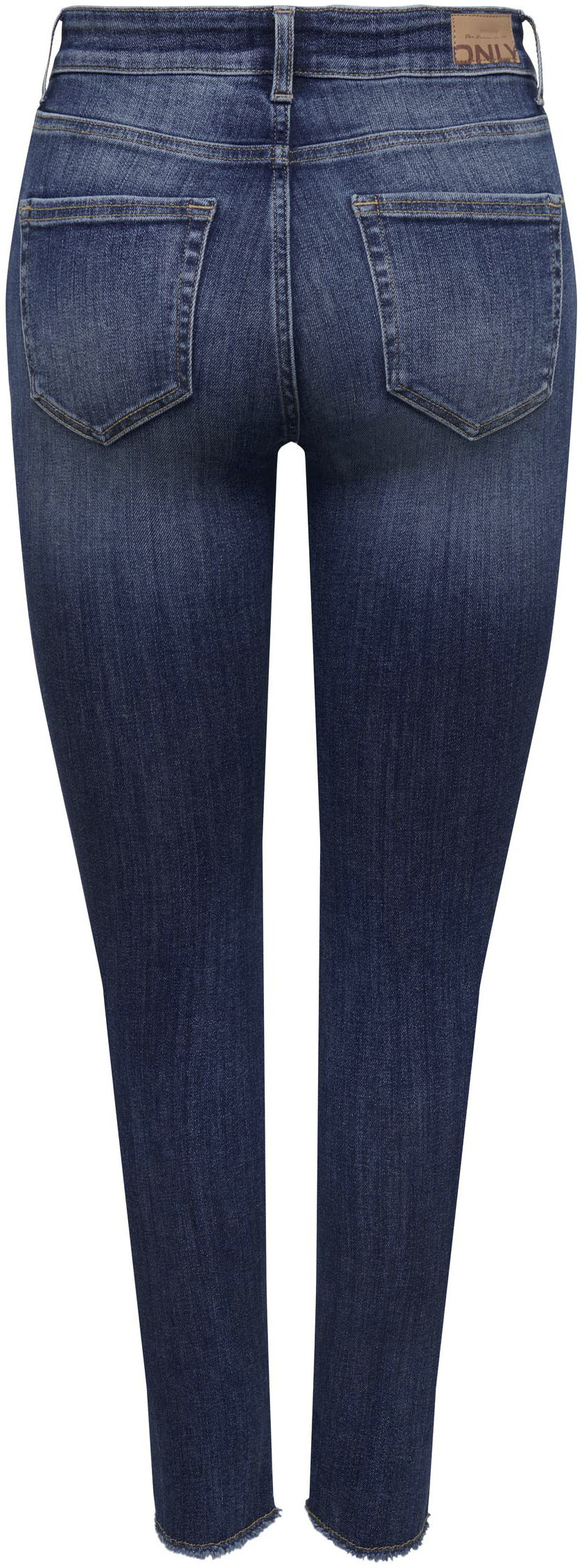 Only Damen Jeans ONLBLUSH MID SK ANK RAW DNM REA194 - Skinny Fit - Blau - M günstig online kaufen