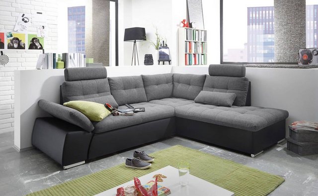 ED EXCITING DESIGN Ecksofa Jakarta, mit Schlaffunktion, verstellbarer Armle günstig online kaufen