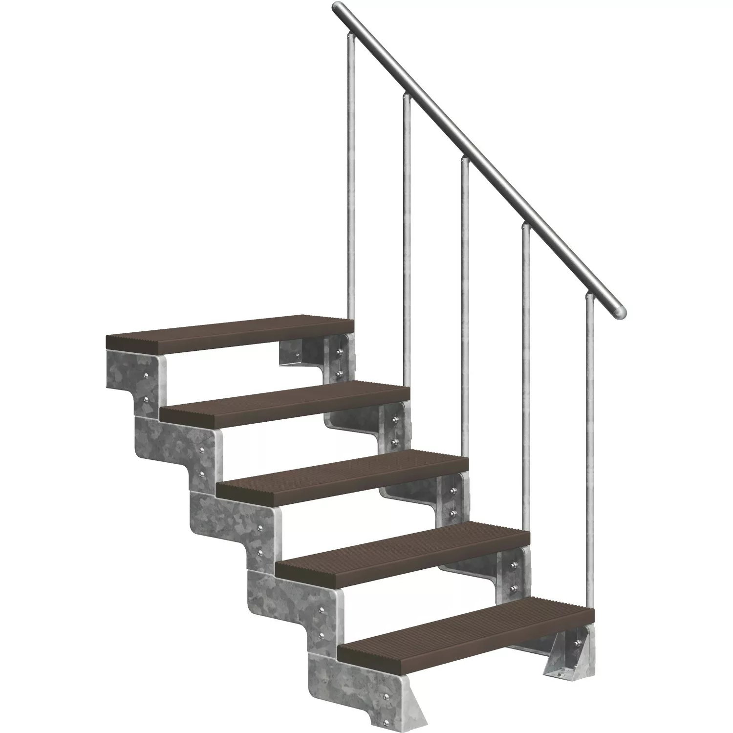 Dolle Außentreppe Gardentop 5 Trimax-Stufen 100 cm Dunkelbraun + Geländer günstig online kaufen