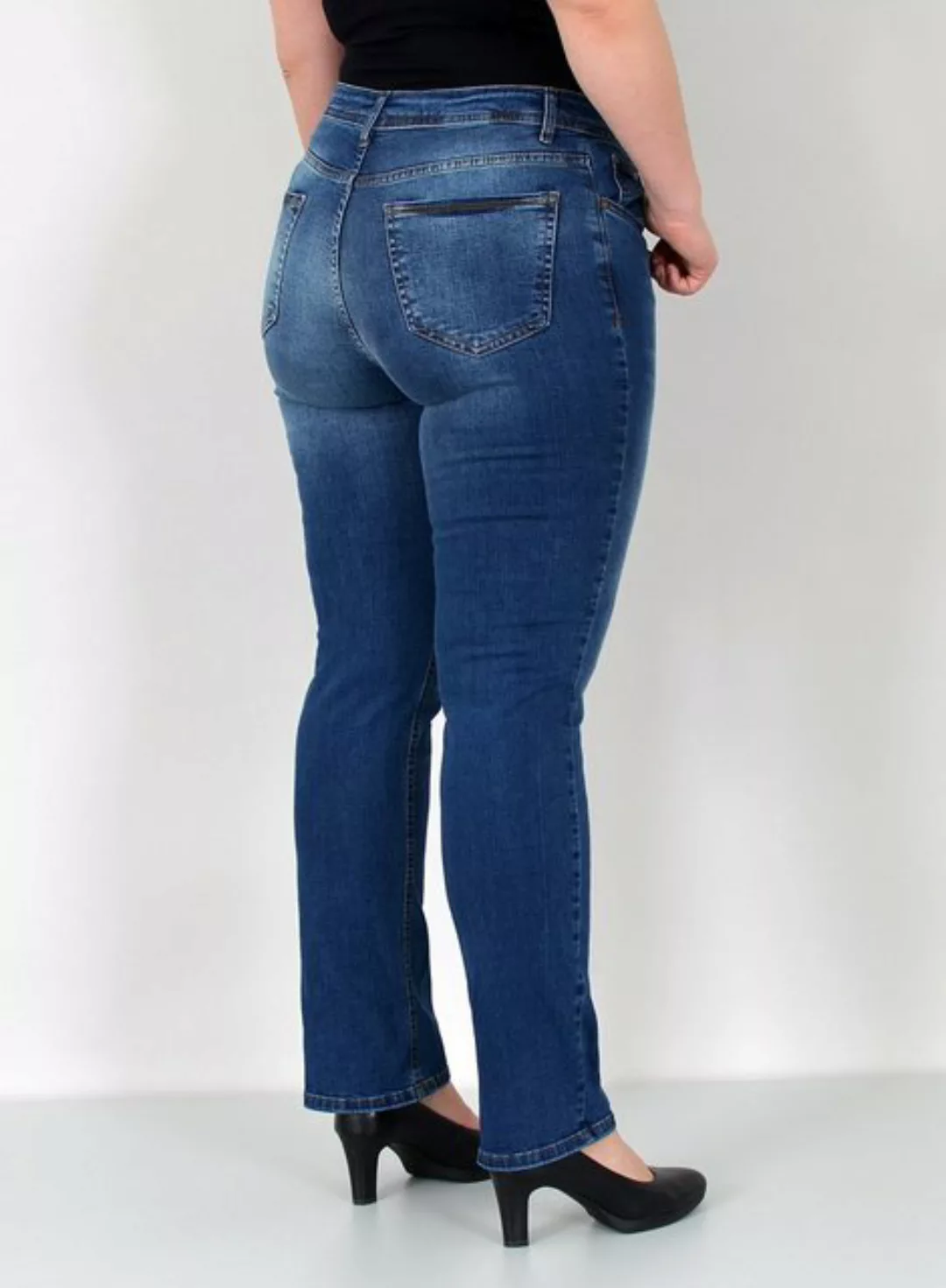 ESRA Straight-Jeans FG6 High Waist Jeans Straight Fit Damen Hose Stretch, D günstig online kaufen