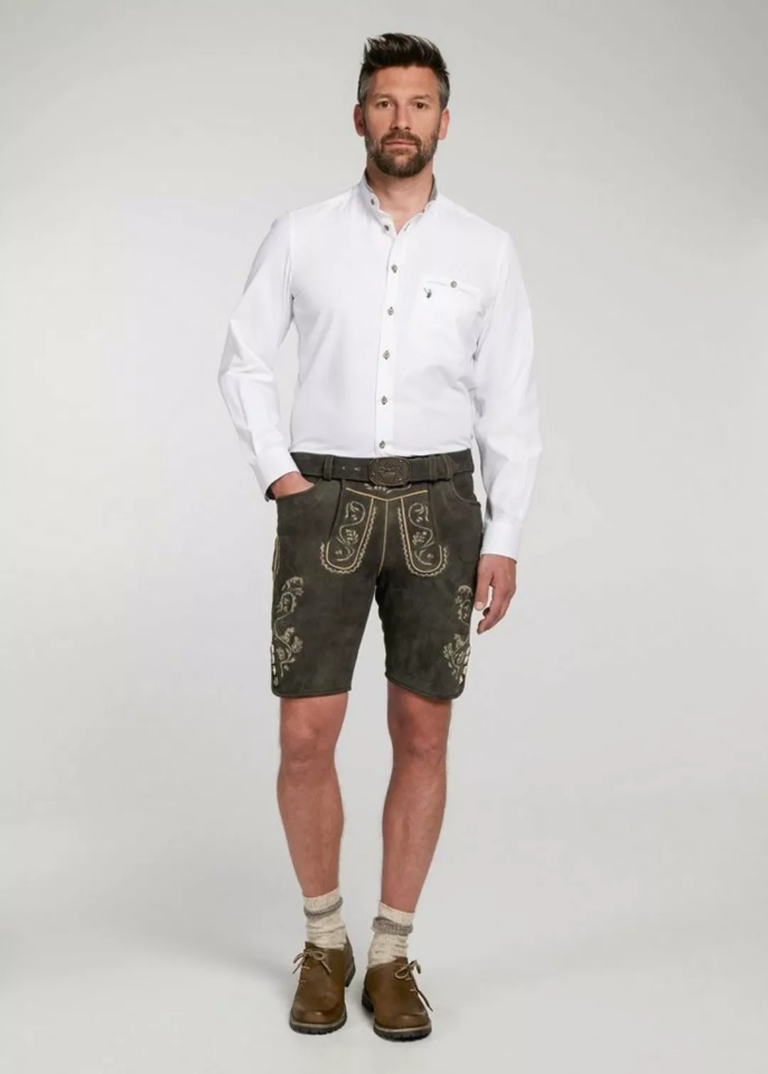 Spieth & Wensky Shorts Lederhose Werfen mit Stickerei günstig online kaufen