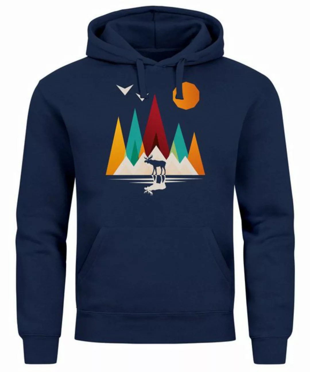 Neverless Hoodie Hoodie Herren Berge Elch Natur Polygon Outdoor Printshirt günstig online kaufen