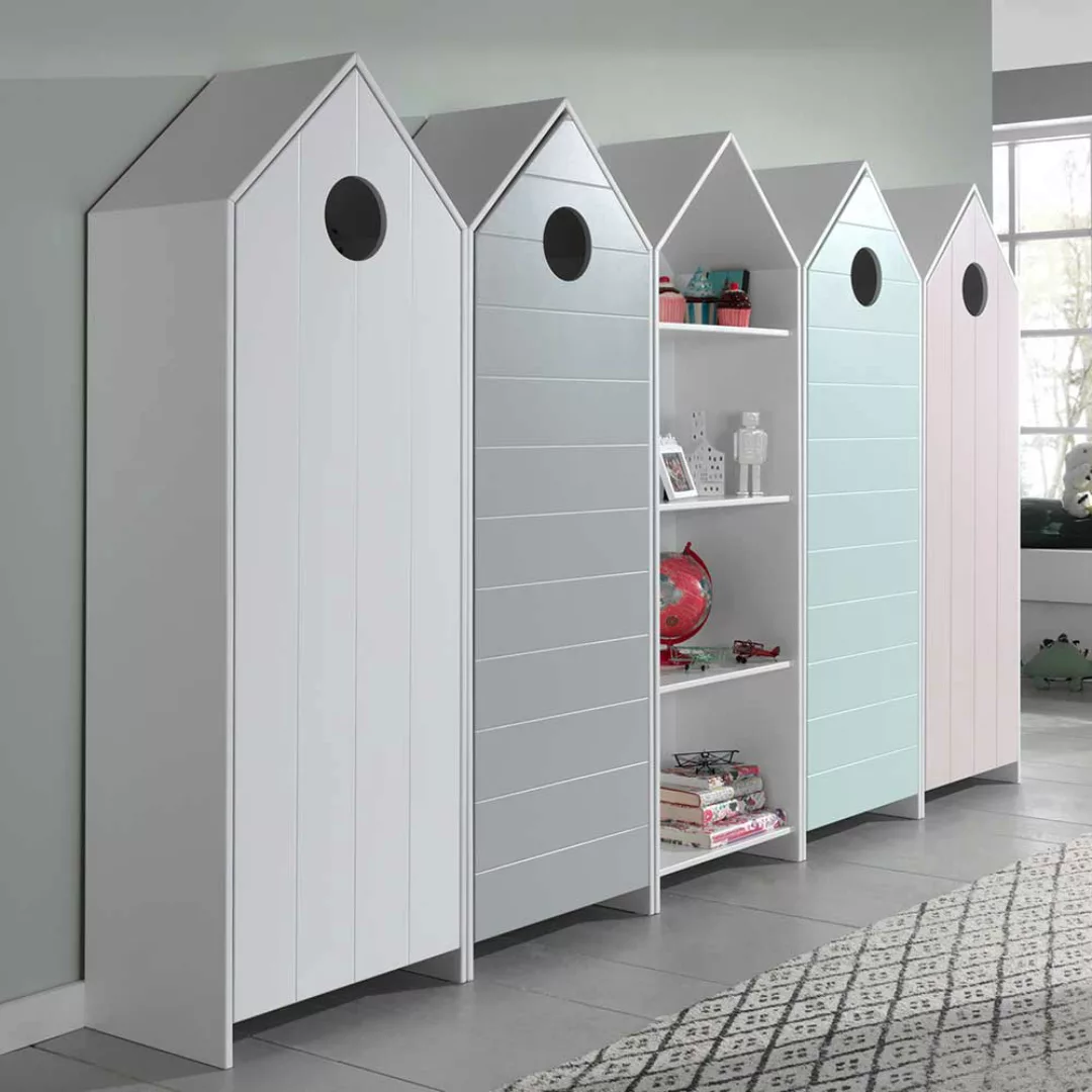 Kinderkleiderschrank Set in Bunt Regal (fünfteilig) günstig online kaufen