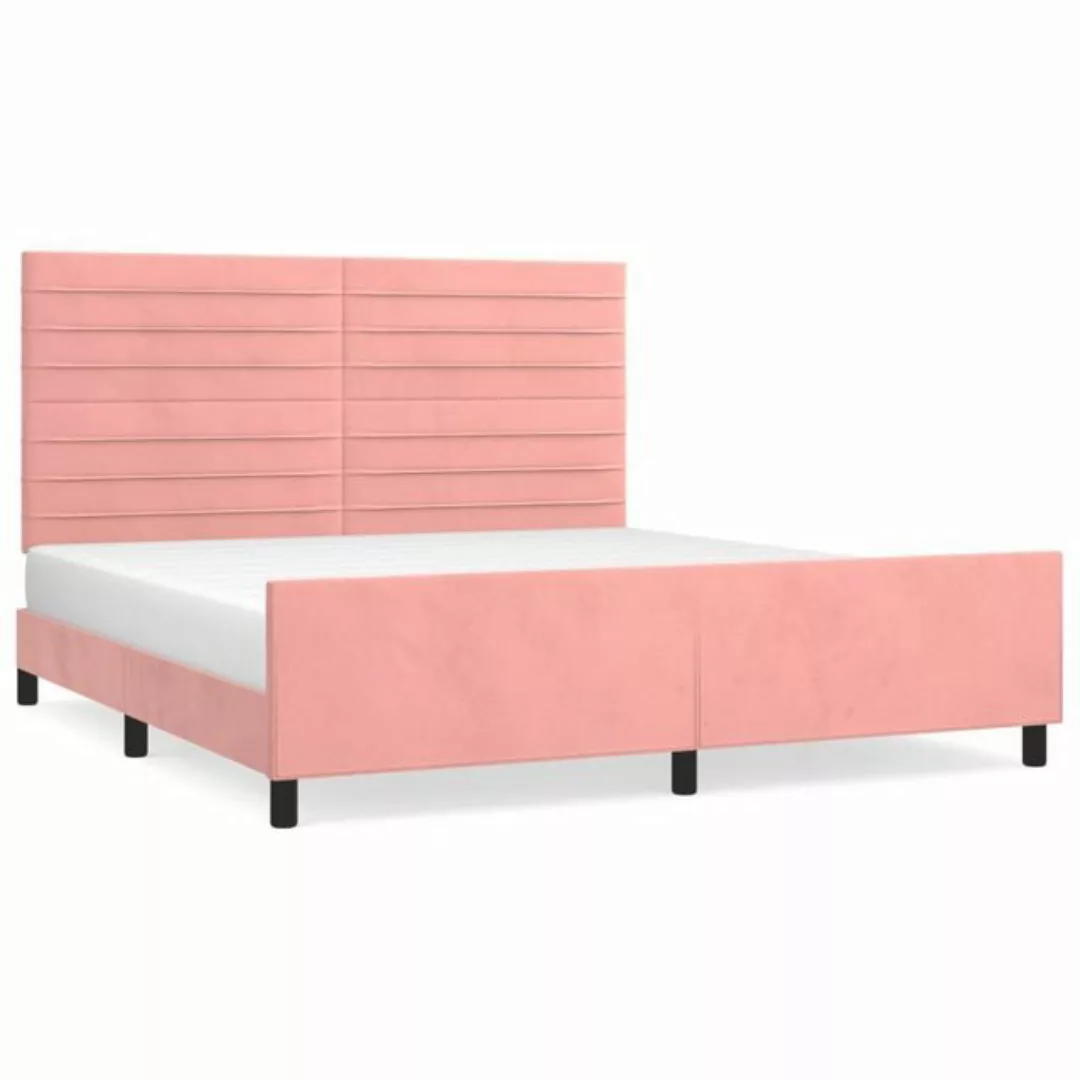 vidaXL Bettgestell Bettgestell mit Kopfteil Rosa 160x200 cm Samt Bett Bettg günstig online kaufen