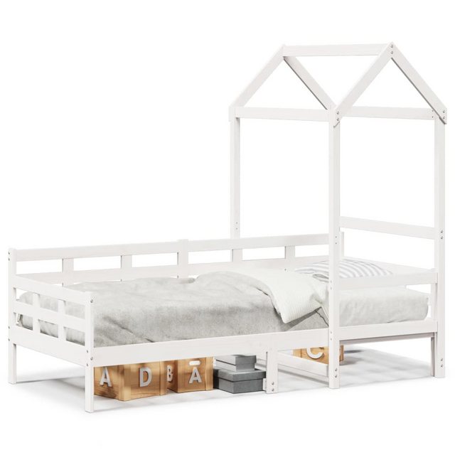 vidaXL Bett, Tagesbett mit Dach Weiß 90x200 cm Massivholz Kiefer günstig online kaufen