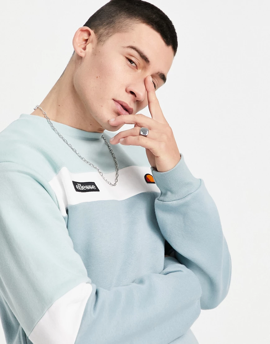 ellesse – Sweatshirt in Blau mit Farbblockdesign, exklusiv bei ASOS günstig online kaufen