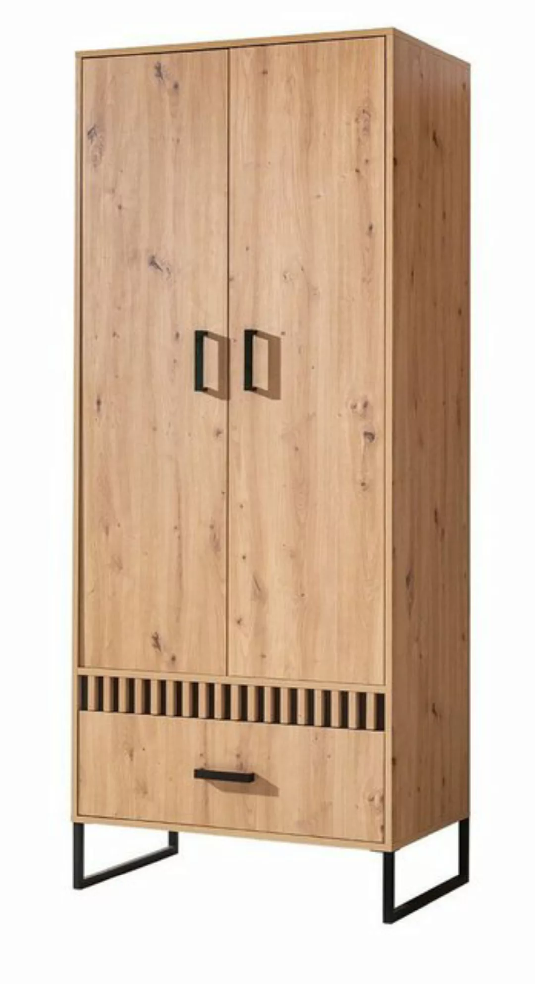 Feldmann-Wohnen Kleiderschrank Lamelix (1-St) 80x50x196cm Artisan Eiche 2-t günstig online kaufen