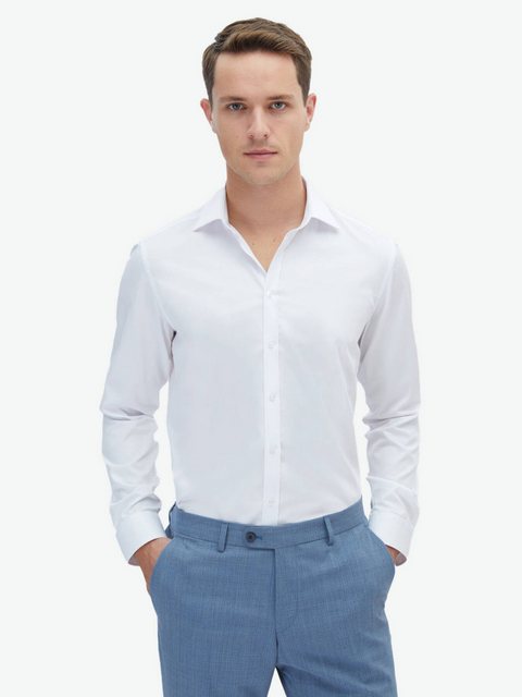 KİP Langarmhemd Weiße Slim Fit Gewebte Klassische %100 Baumwolle Hemd günstig online kaufen