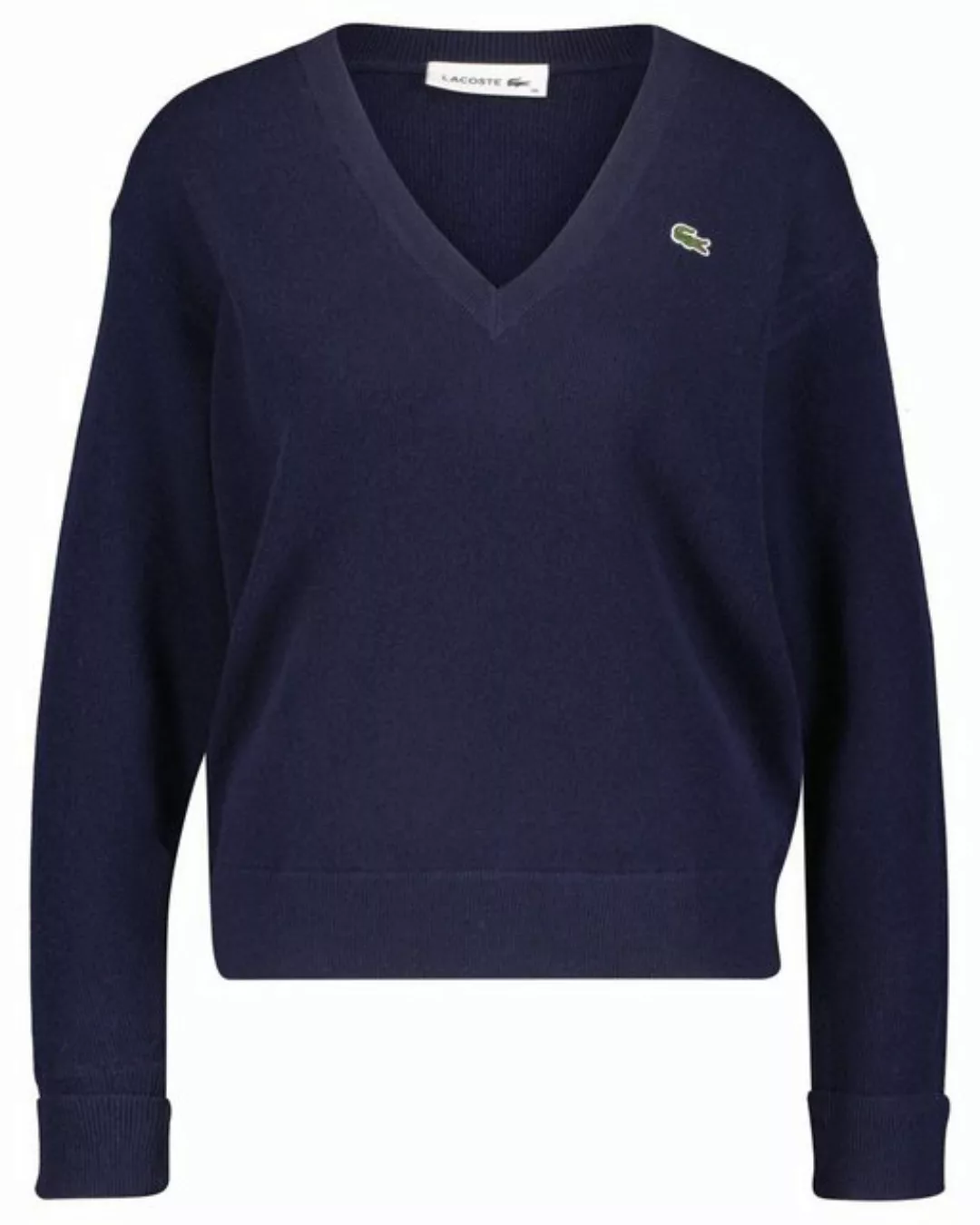 Lacoste Strickpullover mit V-Ausschnitt und Umschlagbündchen günstig online kaufen