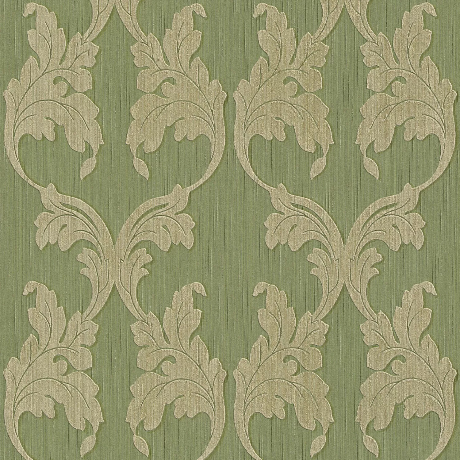 Bricoflor Ornament Textiltapete Grün Beige Dunkelgrüne Blätter Tapete in Gr günstig online kaufen